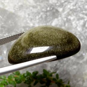 22.45캐럿 천연 골드 광택 블랙 옵시디언, 멋진 모양, 26.7×18.2 mm, 불투명체