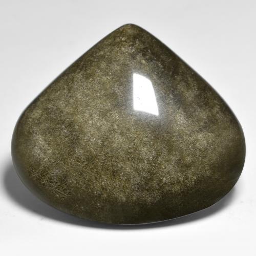 38.72캐럿 천연 골드 광택이 있는 블랙 흑요석, 배 모양, 불투명체