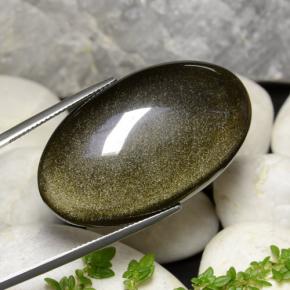 40.40캐럿 천연 골드쉰블랙 흑요석, 타원형 컷, 불투명체