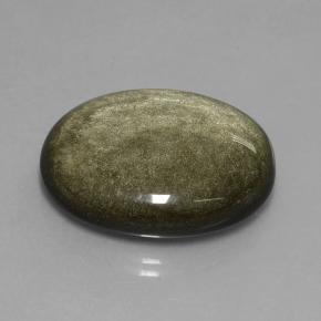 31.40캐럿 천연 블랙 골드 광택 흑요석, 타원형 컷, 불투명체