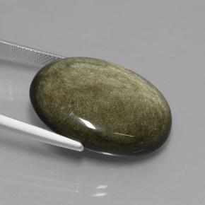 31.40캐럿 천연 블랙 골드 광택 흑요석, 타원형 컷, 불투명체