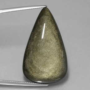 32.65캐럿 천연 골드 광택 옵시디언, 배 모양, 36×19.8 mm, 불투명체