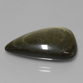 32.65캐럿 천연 골드 광택 옵시디언, 배 모양, 36×19.8 mm, 불투명체