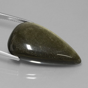 32.65캐럿 천연 골드 광택 옵시디언, 배 모양, 36×19.8 mm, 불투명체