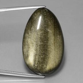 33.67캐럿 천연 파파라차 흑요석, 배 모양, 불투명체