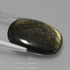 7.56캐럿 천연 골드 광택 흑요석, 쿠션 컷, 불투명체