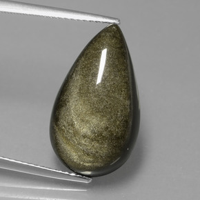 10.03캐럿 천연 골드 광택 옵시디언, 배 모양, 20.5×11.9 mm, 불투명체