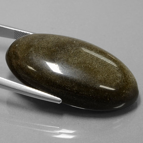 52.66캐럿 천연 골드 광택 흑요석, 타원형 컷, 불투명체