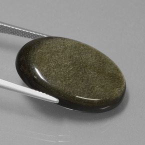20.41캐럿 천연 골드 광택 흑요석, 타원형 컷, 불투명체