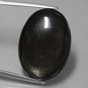 25.73캐럿 천연 골드 광택 옵시디언, 타원형 컷, 25.9×18.7 mm, 불투명체