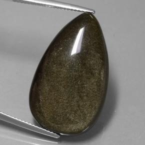 21.67캐럿 천연 블랙 골드 광택 옵시디언, 배 모양, 29.4×17.7 mm, 불투명체