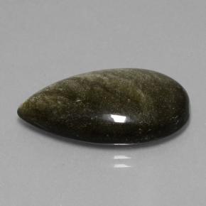 18.42캐럿 천연 블랙 골드 광택 옵시디언, 배 모양, 28.4×16.3 mm, 불투명체