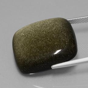 22.65캐럿 천연 블랙 골드 광택 흑요석, 쿠션 컷, 불투명체