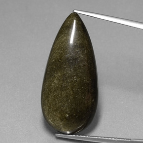 17.37캐럿 천연 골드 광택 흑요석, 배 모양, 불투명체