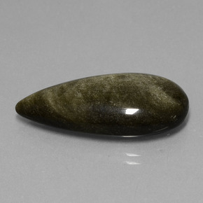 17.37캐럿 천연 골드 광택 흑요석, 배 모양, 불투명체
