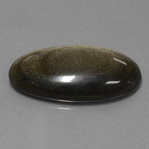 22.94캐럿 천연 골드 광택 옵시디언, 타원형 컷, 31.5×16.8 mm, 불투명체