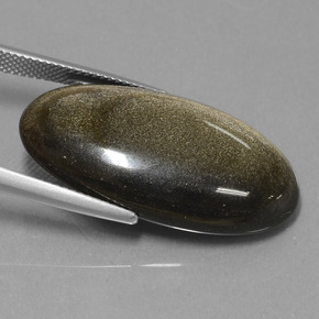 22.94캐럿 천연 골드 광택 옵시디언, 타원형 컷, 31.5×16.8 mm, 불투명체