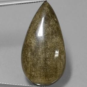 20.88캐럿 천연 블랙 골드 광택 옵시디언, 배 모양, 30.6×16.3 mm, 불투명체