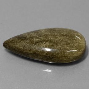 20.88캐럿 천연 블랙 골드 광택 옵시디언, 배 모양, 30.6×16.3 mm, 불투명체