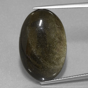 15.30캐럿 천연 골드 광택 옵시디언, 타원형 컷, 23.5×15.6 mm, 불투명체