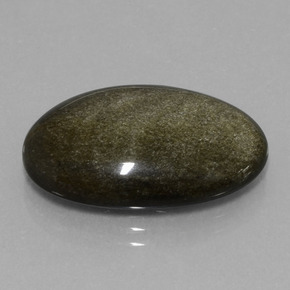 15.30캐럿 천연 골드 광택 옵시디언, 타원형 컷, 23.5×15.6 mm, 불투명체