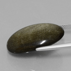15.30캐럿 천연 골드 광택 옵시디언, 타원형 컷, 23.5×15.6 mm, 불투명체