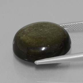 19.72캐럿 천연 블랙 골드 광택 흑요석, 라운드 컷, 불투명체