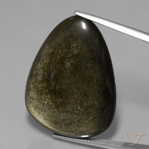 38.75ct 자연스러운 골드 광택이 있는 블랙 흑요석, 일조, 불투명체