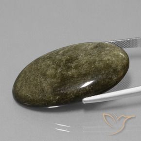 33.15캐럿 천연 골드 광택이 있는 블랙 흑요석, 타원형, 불투명체