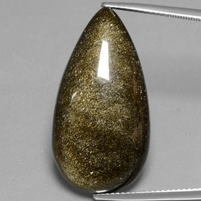 20.94캐럿 천연 골드 광택 옵시디언, 배 모양, 30.3×16.1 mm, 불투명체