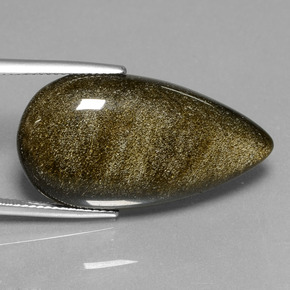 20.94캐럿 천연 골드 광택 옵시디언, 배 모양, 30.3×16.1 mm, 불투명체