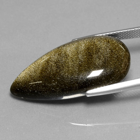 20.94캐럿 천연 골드 광택 옵시디언, 배 모양, 30.3×16.1 mm, 불투명체