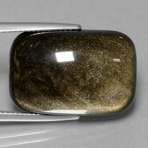 17.14캐럿 천연 블랙 골드 광택 흑요석, 쿠션 컷, 불투명체