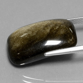 17.14캐럿 천연 블랙 골드 광택 흑요석, 쿠션 컷, 불투명체