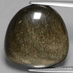 17.56캐럿 천연 골드 광택이 있는 블랙 옵시디언, 멋진 모양, 19.9×19.7 mm, 불투명체