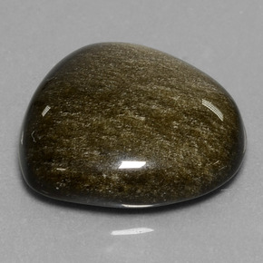 17.56캐럿 천연 골드 광택이 있는 블랙 옵시디언, 멋진 모양, 19.9×19.7 mm, 불투명체