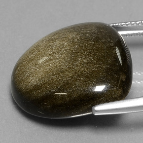 17.56캐럿 천연 골드 광택이 있는 블랙 옵시디언, 멋진 모양, 19.9×19.7 mm, 불투명체