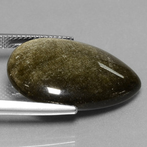 13.81캐럿 천연 골드 광택 흑요석, 배 모양, 불투명체