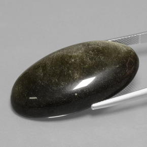 41.23캐럿 천연 골드 광택 흑요석, 타원형 컷, 불투명체