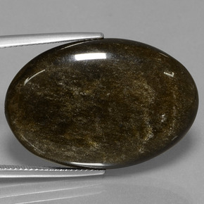 26.69캐럿 천연 골드 광택 옵시디언, 타원형 컷, 31.4×21.3 mm, 불투명체