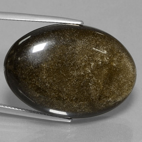 37.84캐럿 천연 브라운 블랙 옵시디언, 타원형 컷, 31.4×21.7 mm, 불투명체