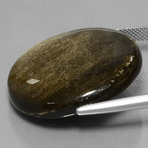 38.01캐럿 천연 블랙 골드 광택 옵시디언, 라운드 컷, 28.02 mm, 불투명체