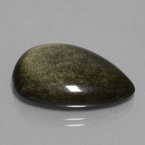 28.31캐럿 천연 거무스름한 청동 옵시디언, 배 모양, 29.6×20.6 mm, 불투명체
