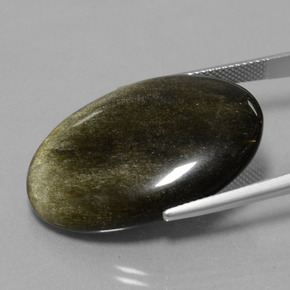 28.44캐럿 천연 거무스름한 청동 옵시디언, 타원형 컷, 31.7×21.4 mm, 불투명체