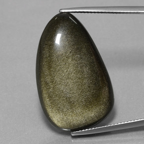 26.38캐럿 천연 라이트 블랙 브라운 옵시디언, 멋진 모양, 29.5×18.6 mm, 불투명체