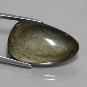 26.38캐럿 천연 라이트 블랙 브라운 옵시디언, 멋진 모양, 29.5×18.6 mm, 불투명체