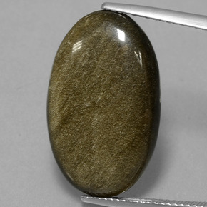 12.58캐럿 천연 골드 광택 옵시디언, 타원형 컷, 23.7×14.6 mm, 불투명체
