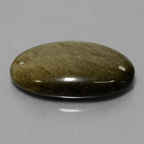 12.58캐럿 천연 골드 광택 옵시디언, 타원형 컷, 23.7×14.6 mm, 불투명체