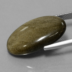 12.58캐럿 천연 골드 광택 옵시디언, 타원형 컷, 23.7×14.6 mm, 불투명체