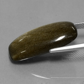 11.95캐럿 천연 골드 광택 옵시디언, 쿠션 컷, 23.8×11.8 mm, 불투명체